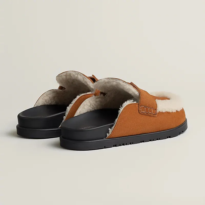 HERMES Go Mule Brown Slippers