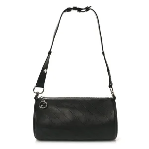 Gucci Mini Diagonal Stitched Blondie Barrel Shoulder Bag Black Sakai Be Green Calfskin Leather Silver Hardware