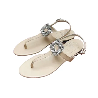 Roger Vivier Viv' By The Sea Sandals In White/Black/Blue/Silver/Brown Leather With Crystal Buckle