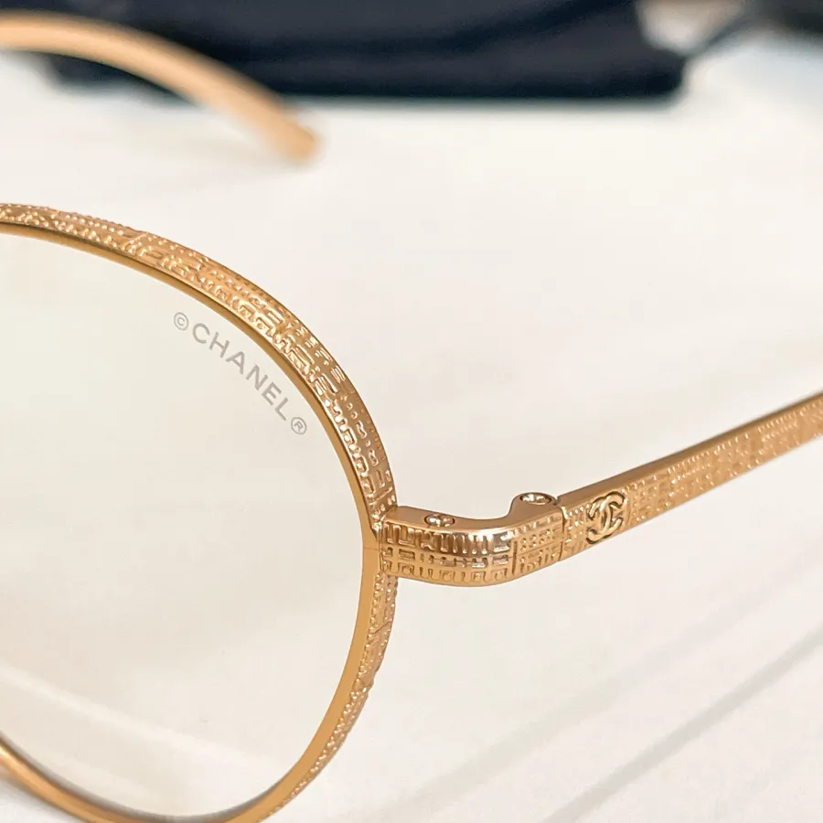 CHANEL round frame glasses light gold color SIZE50口19-140