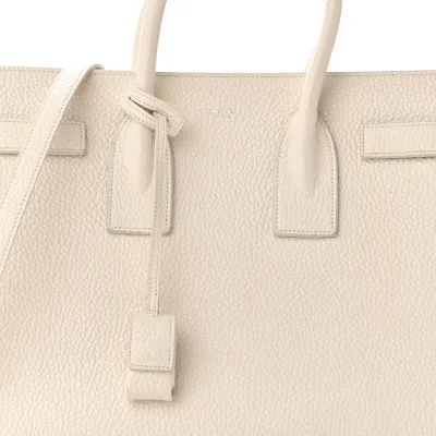 Saint Laurent Small Sac De Jour Dove White Grained Calfskin Leather