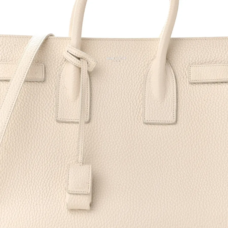 Saint Laurent Small Sac De Jour Dove White Grained Calfskin Leather