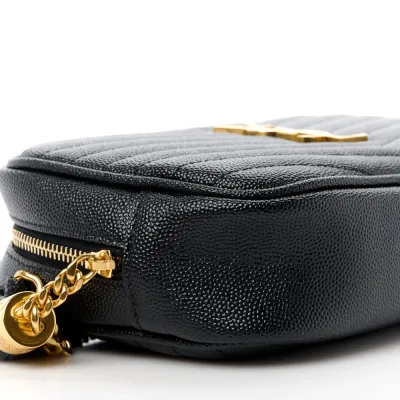 Saint Laurent Mini Lou Camera Bag Black Monogram Grain De Poudre Matelasse Leather Gold Hardware