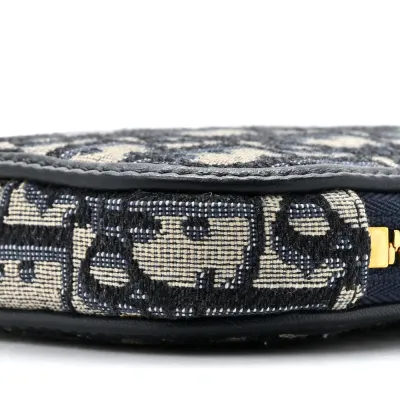 Dior Small Montaigne 30 Phone Holder With Chain Blue Oblique Canvas