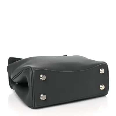 Balenciaga Mini Rodeo Top Handle Handbag Grey Natural Smooth Calfskin Leather Silver Hardware