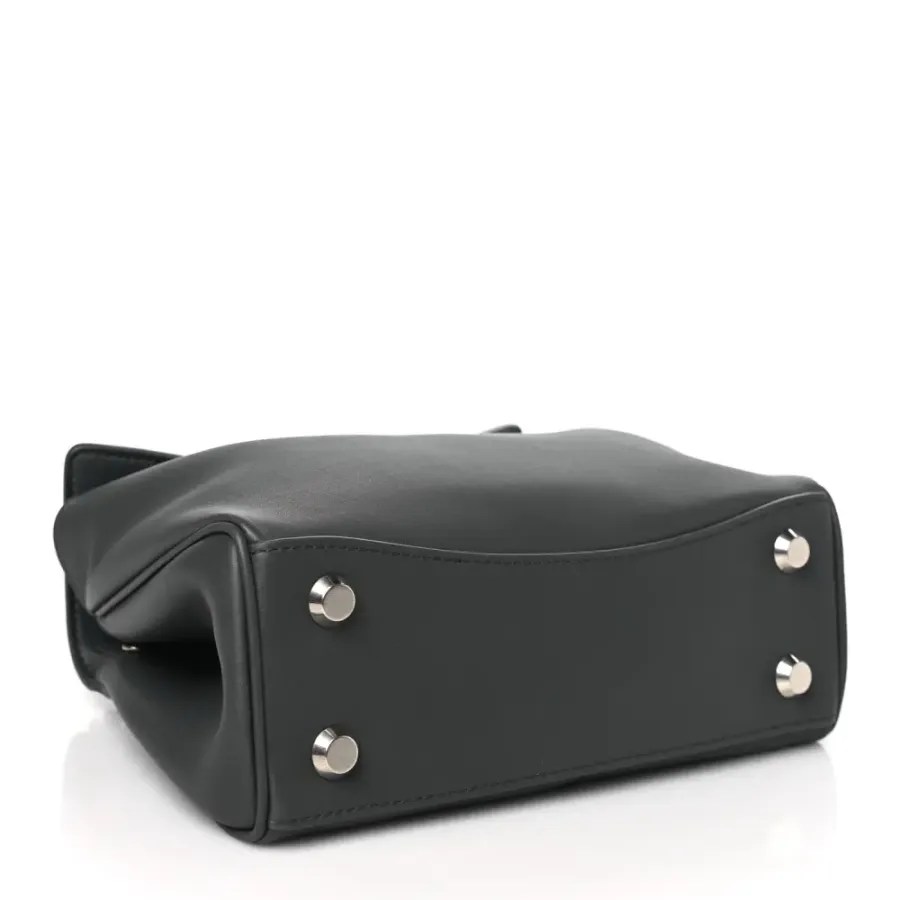 Balenciaga Mini Rodeo Top Handle Handbag Grey Natural Smooth Calfskin Leather Silver Hardware