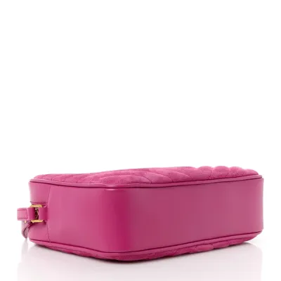 Saint Laurent Medium Lou Camera Bag Rose Monogram Suede Matelasse Leather Aged Gold Hardware