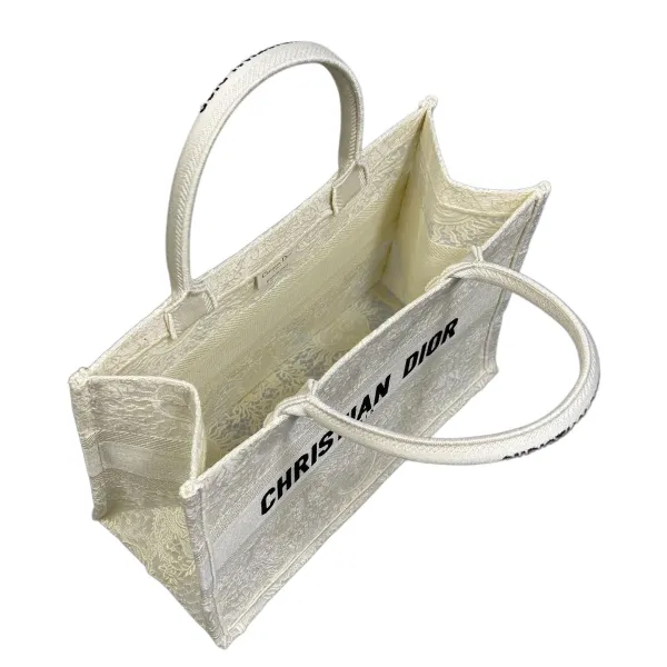 Dior Medium Dior Book Tote White Toile de Jouy Soleil Macramé Embroidery - Image 4