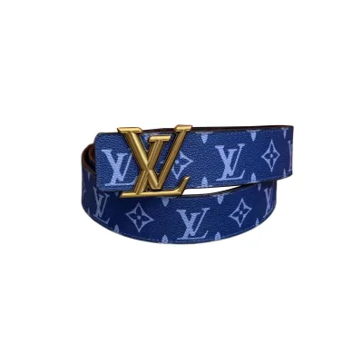 Louis Vuitton Men's Line Reversible Belt In Grey/Pink/Black/Blue/White/Green Monogram Canvas With Gold/Silver Hardware 40mm