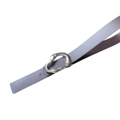 Bottega Veneta Women's Irregular Buckle Adjustable Belt In Coffee/Black/Brown Calfskin With Silver Hardware 40mm