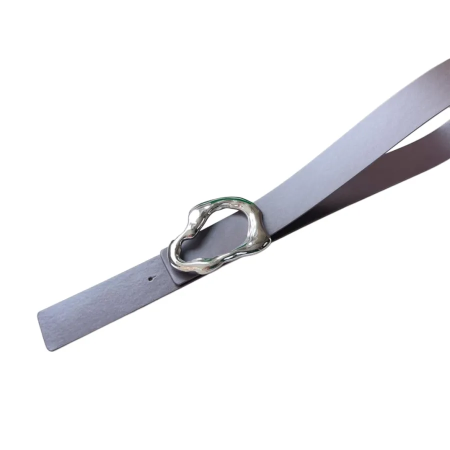 Bottega Veneta Women's Irregular Buckle Adjustable Belt In Coffee/Black/Brown Calfskin With Silver Hardware 40mm