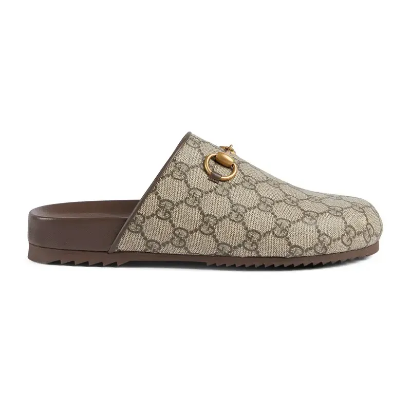 Gucci horseshoe buckle baotou round headed brown slippers