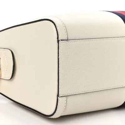 Gucci Medium Ophidia Boston Bag Mystic White Suede & Patent Leather GG Web Gold Hardware