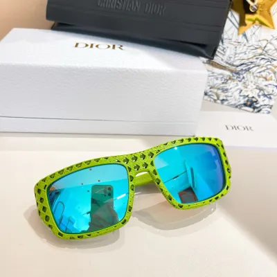 DIOR square frame glasses green blue color Size 57口18-135