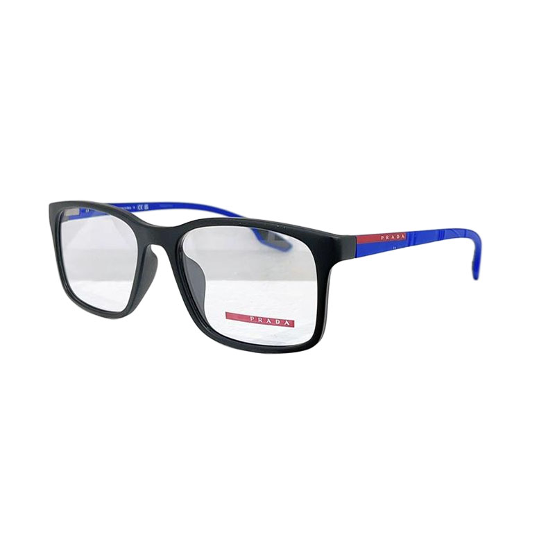 Óculos Prada Wayfarer cor azul/amarelo/preta lente transparente Tamanho 54口18-145