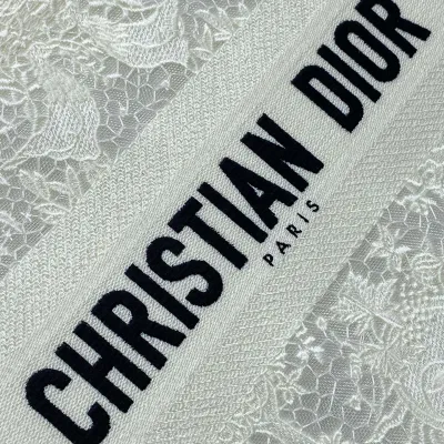 Dior Medium Dior Book Tote White Toile de Jouy Soleil Macramé Embroidery