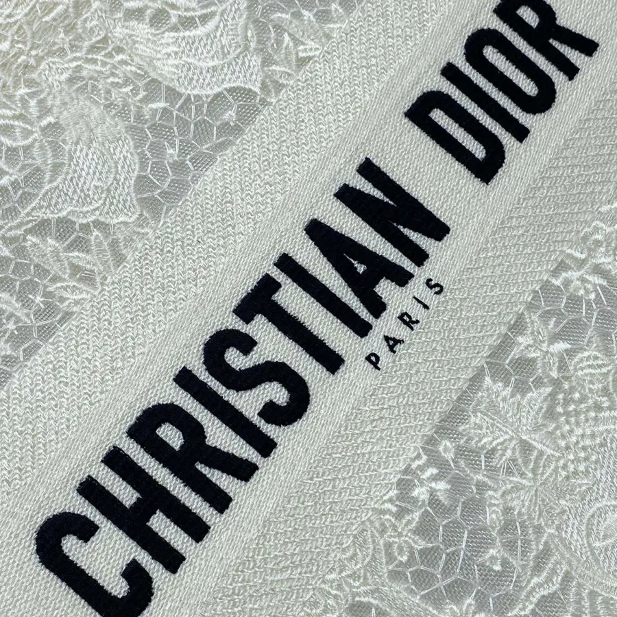 Dior Medium Dior Book Tote White Toile de Jouy Soleil Macramé Embroidery