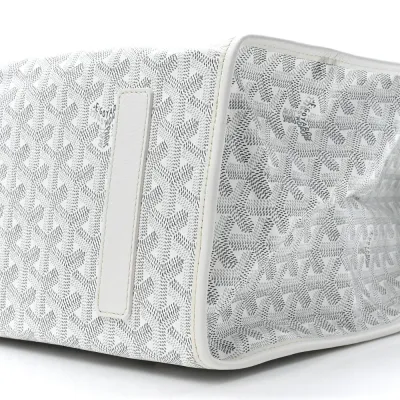 Goyard Saint Leger Soft Briefcase Backpack MM White Goyardine Canvas Silver Hardware