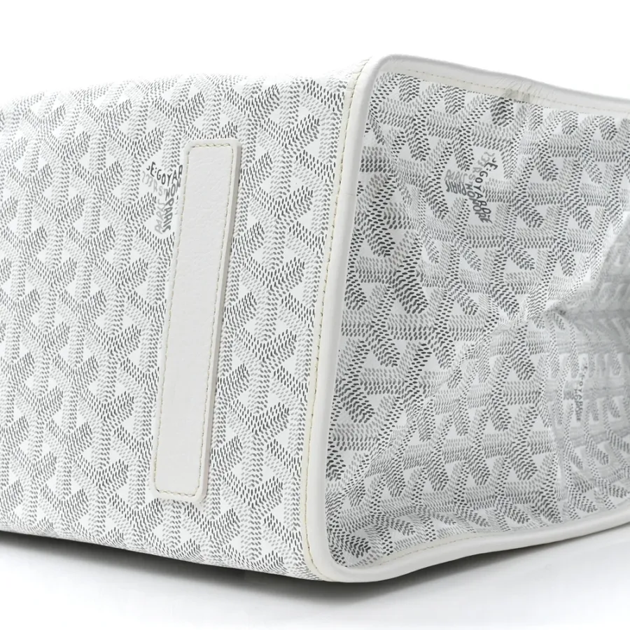 Goyard Saint Leger Soft Briefcase Backpack MM White Goyardine Canvas Silver Hardware