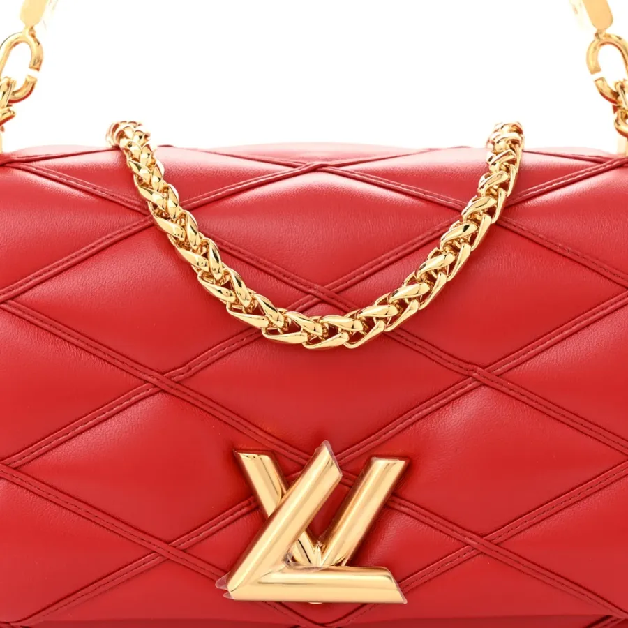 Louis Vuitton Malletage Top Handle GO-14 MM Rouge Lambskin Leather Gold Hardware