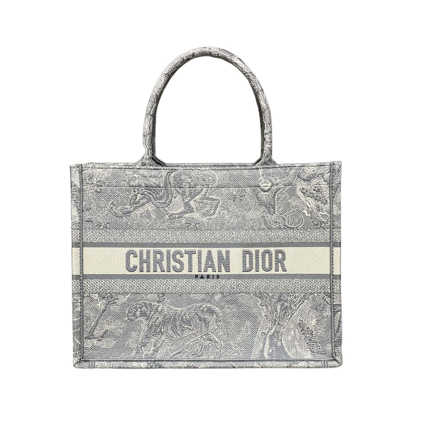 Dior Medium Dior Book Tote Cinza Toile de Jouy Bordado Reverso