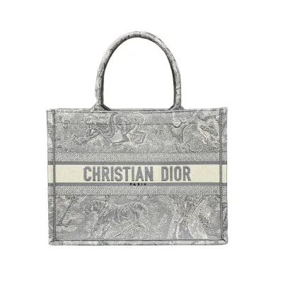 Dior Medium Dior Book Tote Gray Toile de Jouy Reverse Embroidery