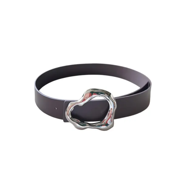 Bottega Veneta Women's Irregular Buckle Adjustable Belt In Coffee/Black/Brown Calfskin With Silver Hardware 40mm