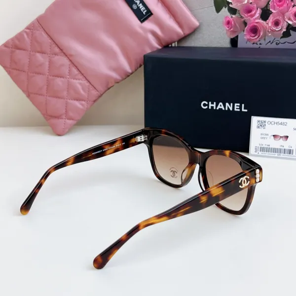 CHANEL square frame pearl glasses leopard-print black color SIZE 54-17-140 - Image 5