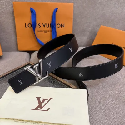 Louis Vuitton Men's  Initiales Blason Reversible Belt In Black Calfskin With Gold/Silver/Black Hardware 40mm