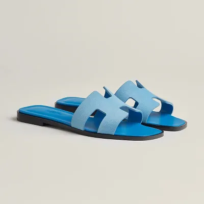 HERMES Oran Blue Slippers