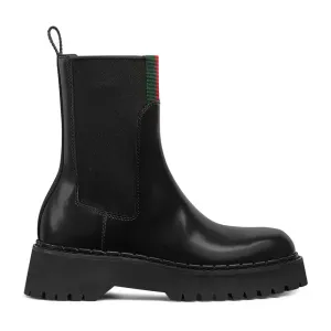 Gucci black webbing woven short boots