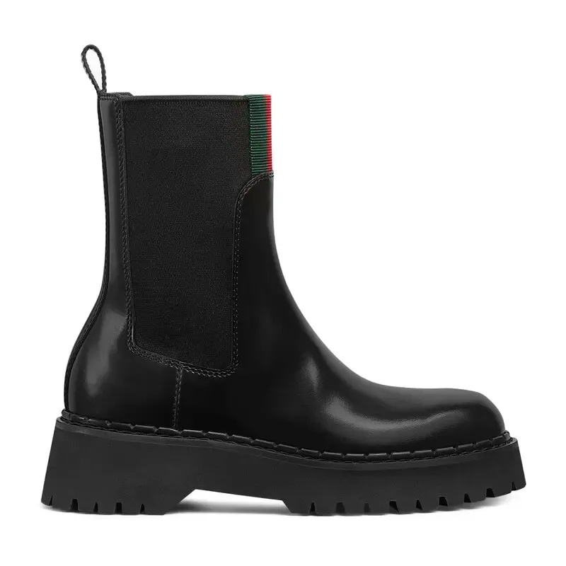 Gucci black webbing woven short boots