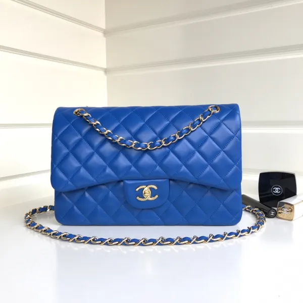 Chanel CF Blue / Navy Blue Quilted Lambskin Leather Crossbody Bags - Image 5
