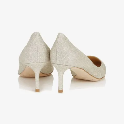 JIMMY CHOO Gold micro-shimmer pointed heels