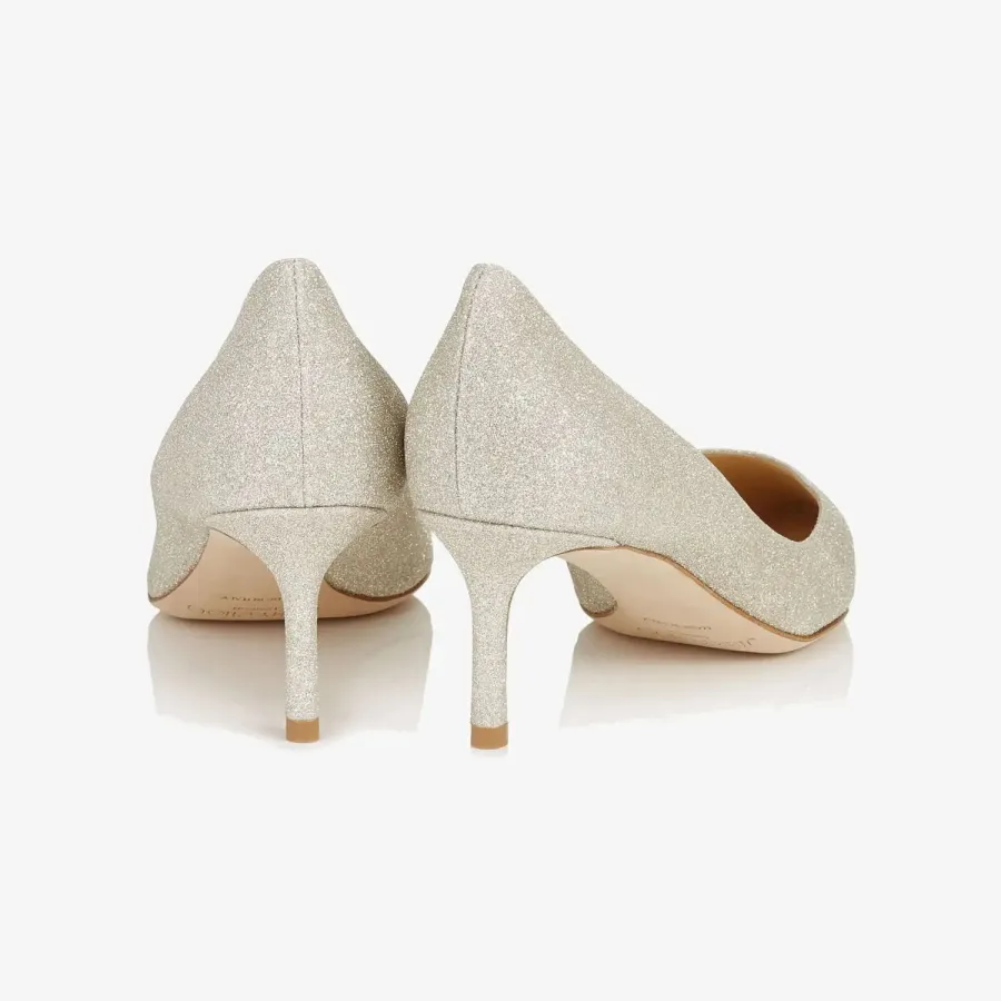 JIMMY CHOO Gold micro-shimmer pointed heels