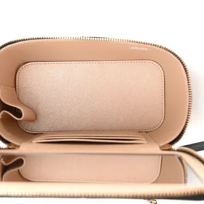 Chanel CC Dynasty Vanity Case Small Black Quilted Lambskin Leather Gold Hardware