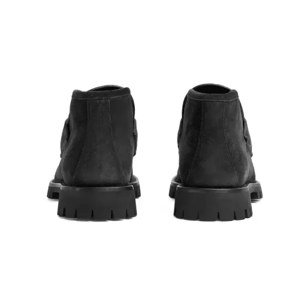 Gucci Round headed black suede horse collar buckle ankle boots - Image 3