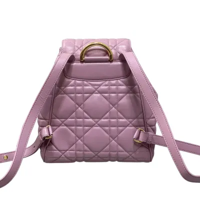 Dior Medium Dior Caro Backpack In Purple/Blue/Burgundy/Beige/White/Black Macrocannage Lambskin Gold Hardware