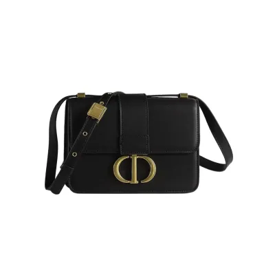 Dior 30 Montaigne Bag In Dark Bronze/Beige/White/Black Box Calfskin Gold Hardware