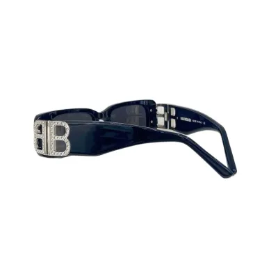 Balenciaga square frame glasses black silver/white color with diamonds Size 51口18-130