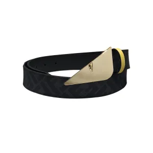 Fendi Men's FF Monster Eyes Belt In Brown/Black Saffiano Leather With Gold/Silver Hardware 35mm