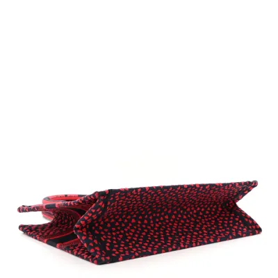 Dior Medium Book Tote Red Multicolor Pop Heart I Love Paris Embroidered Canvas