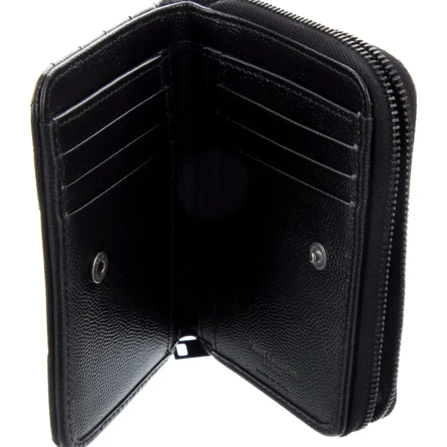 Saint Laurent Small Compact Wallet Black Calfskin Leather