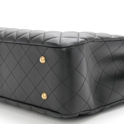 Chanel Classic Shopping Tote Large Black Quilted Calfskin Leather Gold Hardware