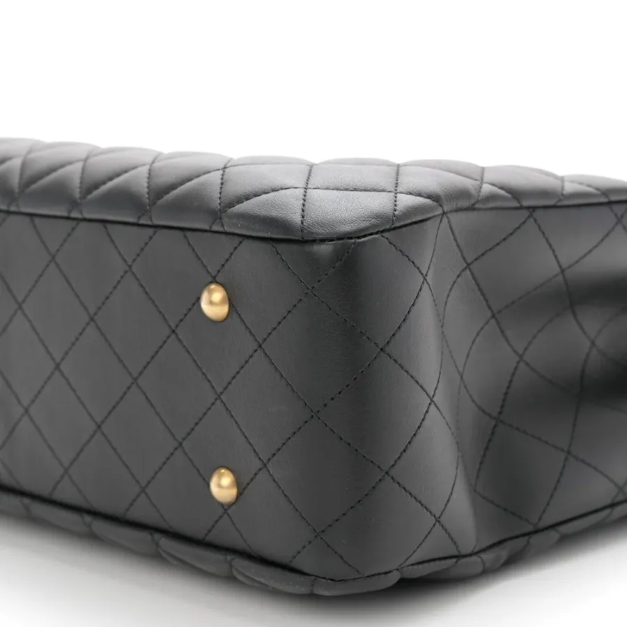 Chanel Classic Shopping Tote Large Black Quilted Calfskin Leather Gold Hardware