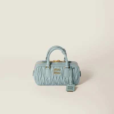 Miu Miu Arcadie matelassé Quilted Lambskin Leather Blue Top-Handle Bags