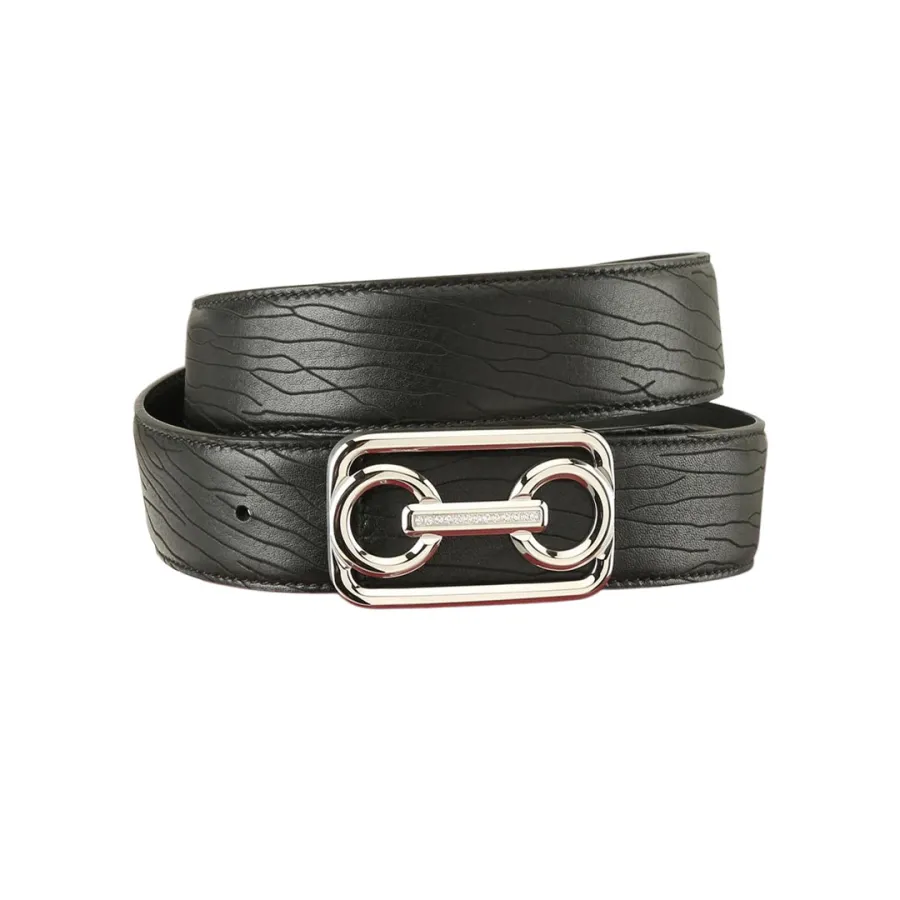Ferragamo Men's Horsebit Buckle With Crystal Belt In Black Calfskin With Gold/Silver Hardware 38mm