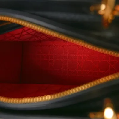 Dior Medium Lady Dior Black Cannage Lambskin Leather Gold Hardware