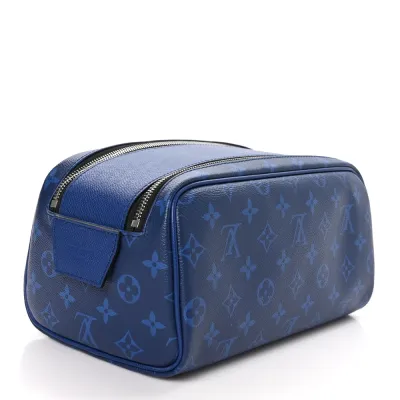 Louis Vuitton Dopp Kit Toilet Pouch PM Cobalt Taigarama Leather