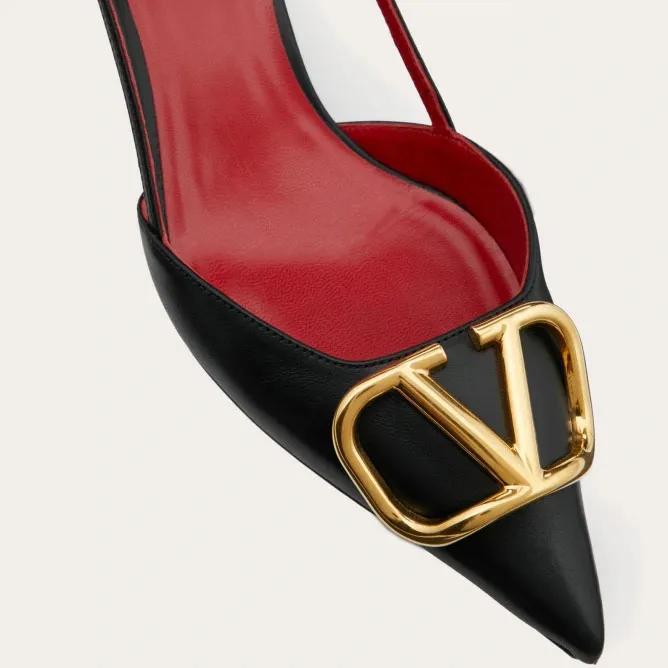 VALENTINO Lace-up heels with decorative patent leather